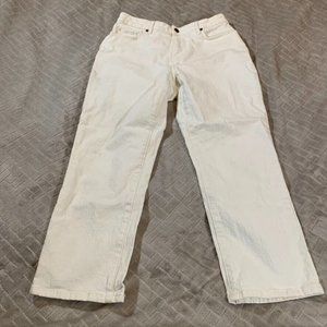 Loft Womens 28 Denim Jeans Cream White Curvy Straight Crop High Rise Stretch